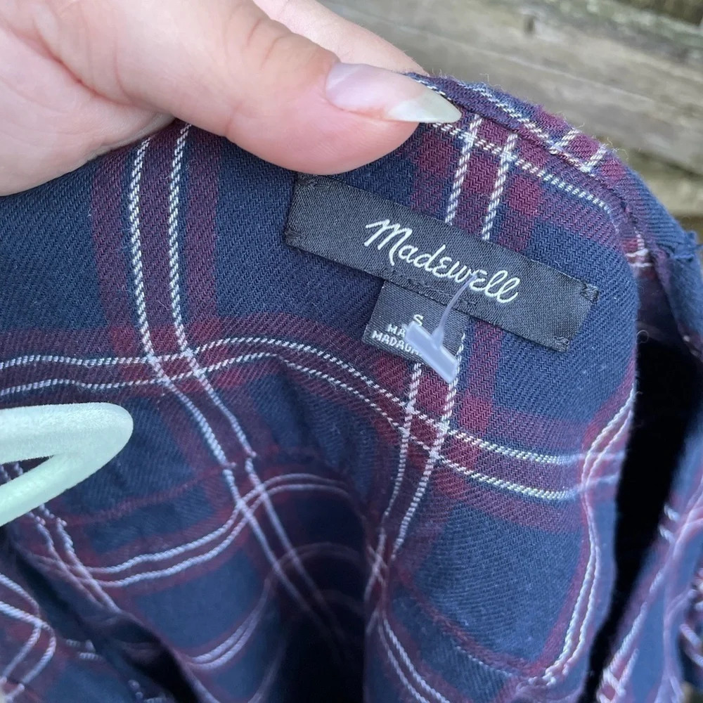 MADEWELL PLAID RUFFLE FLANNEL TOP - Picture 7 of 7